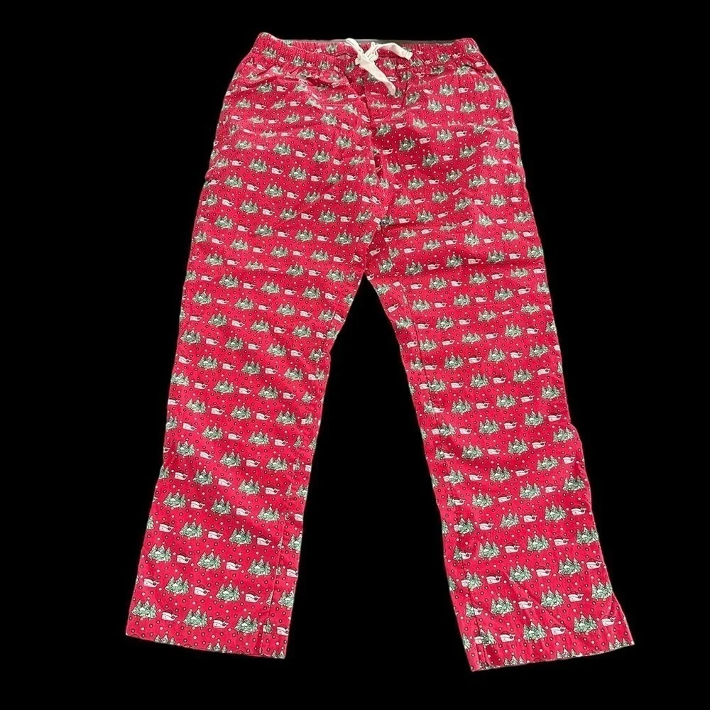 Vineyard Vines size Small Red Whale Christmas PJ‎ Pants Holiday Santa Snowflake